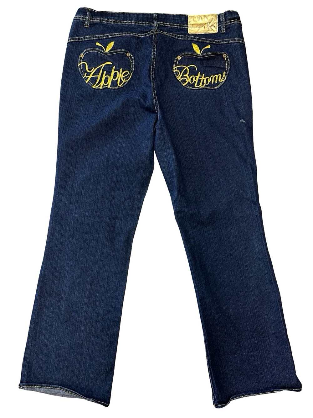 Apple Bottoms Jeans SZ 18 VTG Y2k Flare Embroidered Denim Retro Stretch Dark